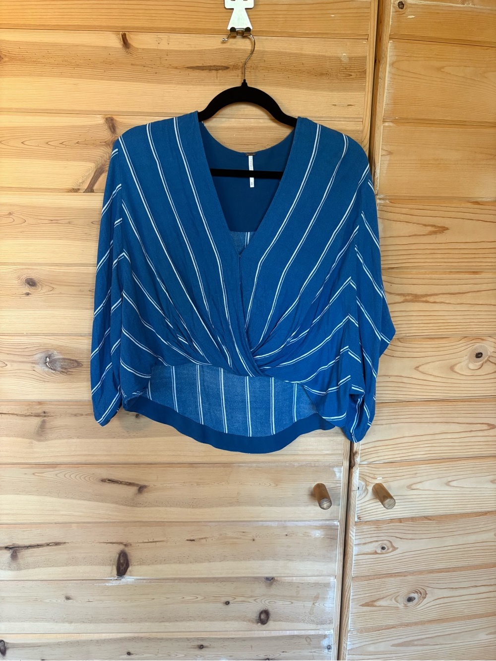 Free People Blue Striped Twist-Front Women's Top